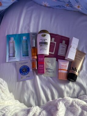 Beauty Sample Lot with Assorted Skincare & Haircare.